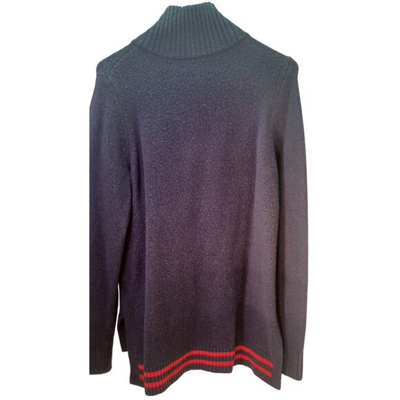 Y2K Tommy Hilfiger Navy Blue Half-Zip Pullover Sweater Medium Preppy Sporty - Picture 2 of 8